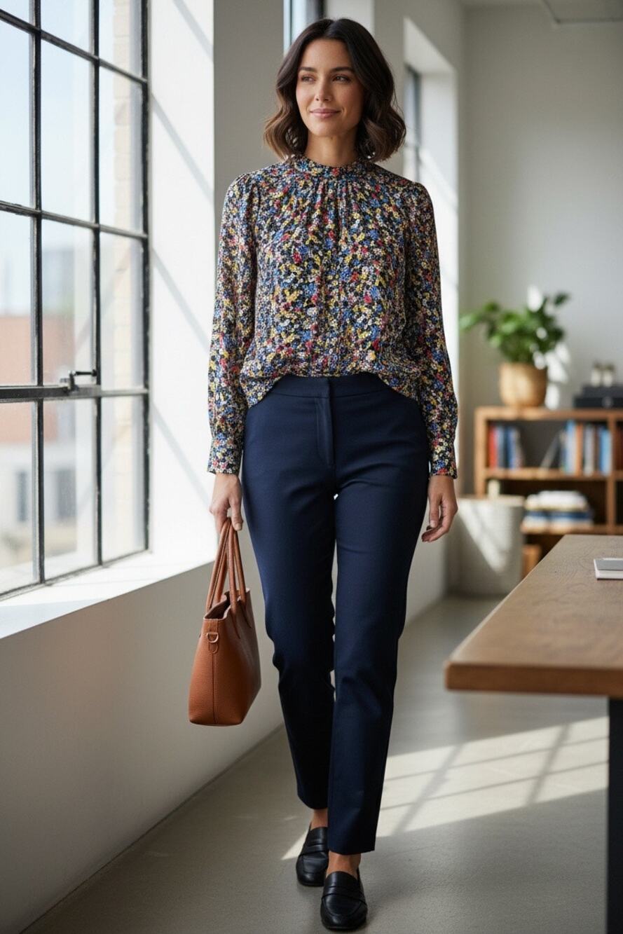 Veronica Beard Womens 6 Silk Stretch Floral Blouse Tie Neck Long Sleeve